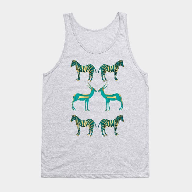 Teal and Gold Savanna Tank Top by Petras